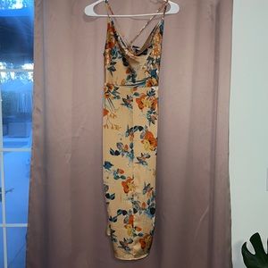 Floral cowl neck midi dress